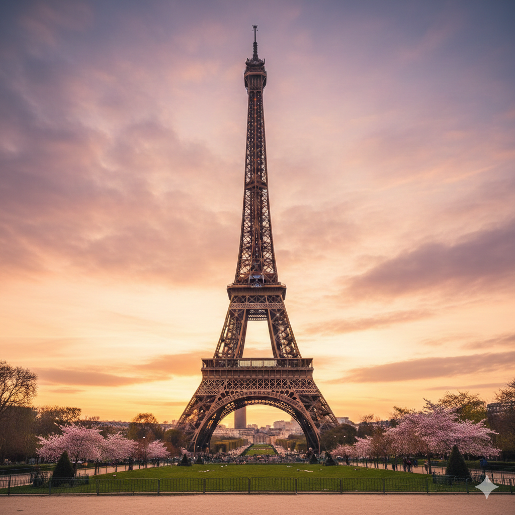 Wieża Eiffla o zachodzie słońca – Paryż, Francja