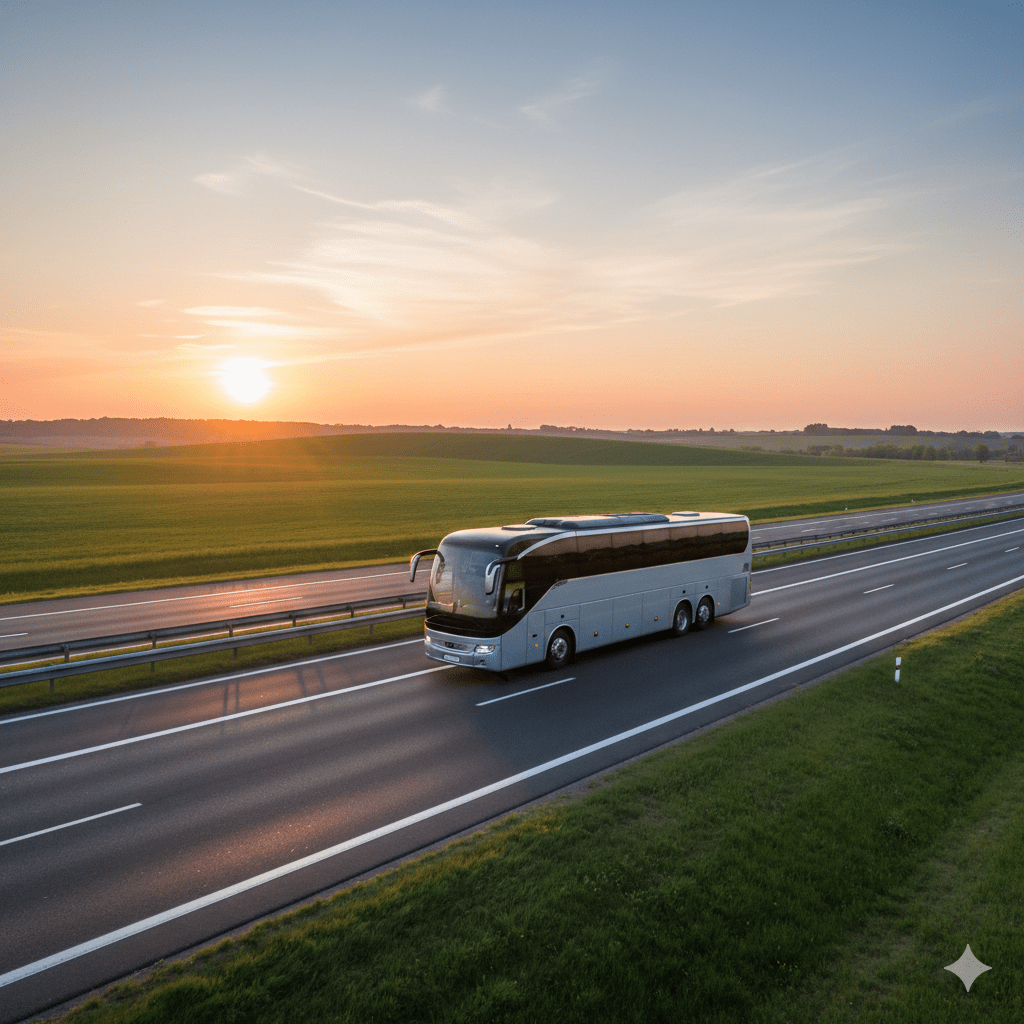 Autobus na trasie pielgrzymki przez Bałkany – podróż do Grecji.
